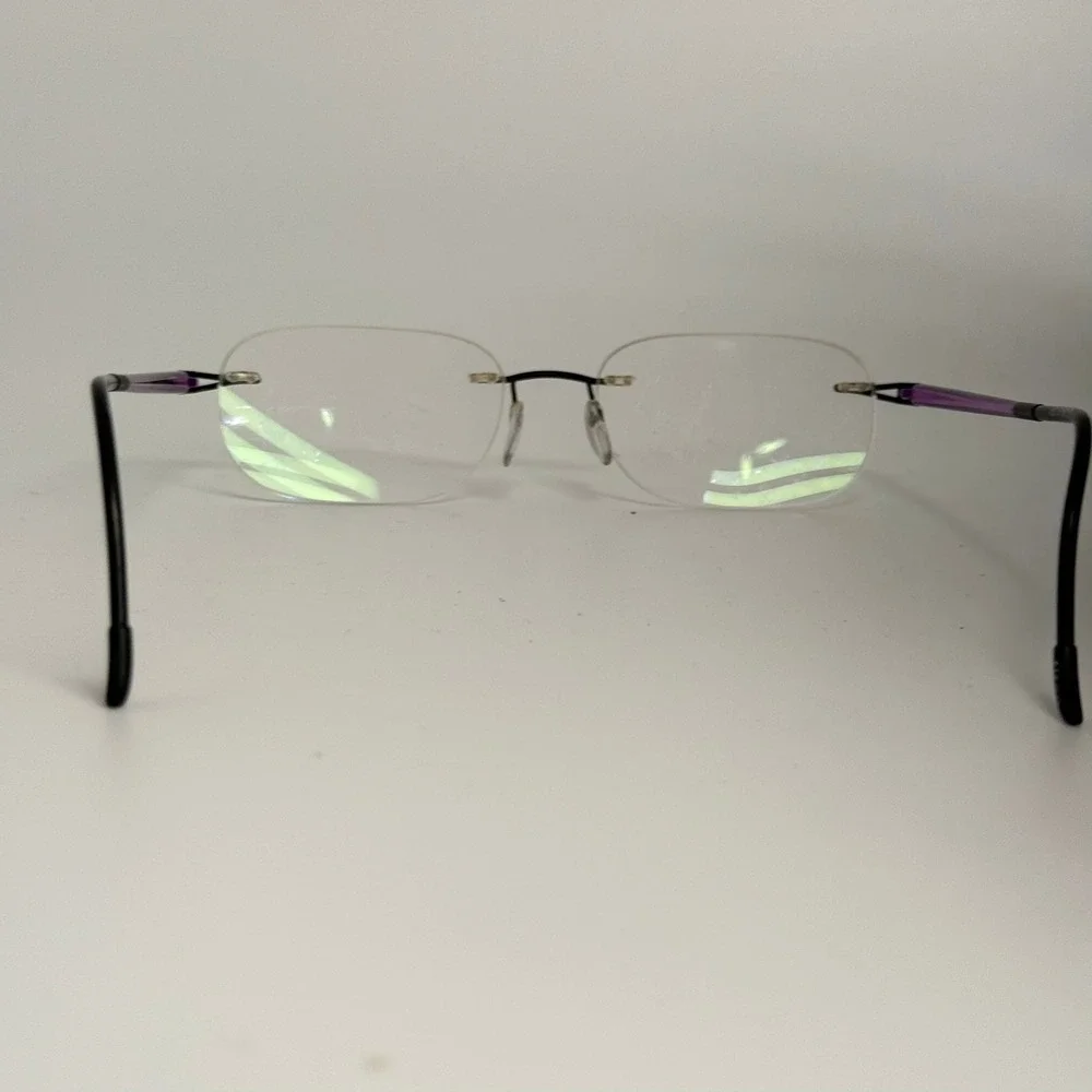 Silhouette Rimless Eyeglasses Black Purple Rectangular Frame Made in Austria